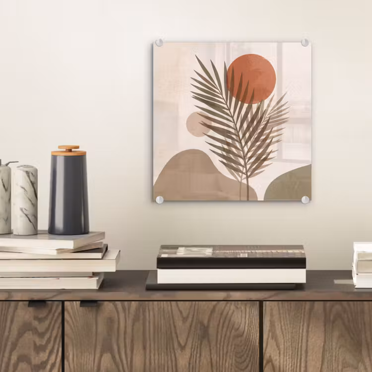 Glas schilderij - Planten - Bladeren - Abstract - Modern - Beige — 2