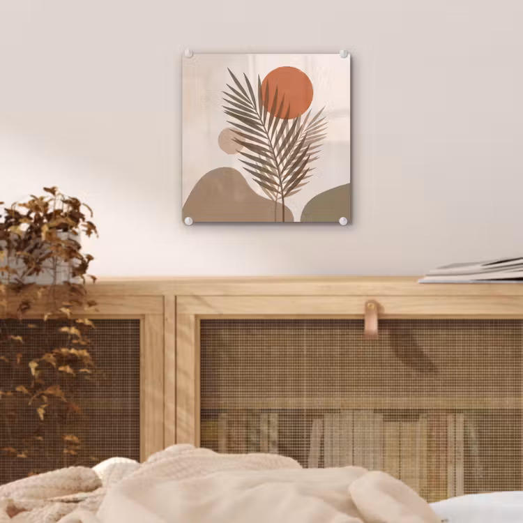 Glas schilderij - Planten - Bladeren - Abstract - Modern - Beige — 5