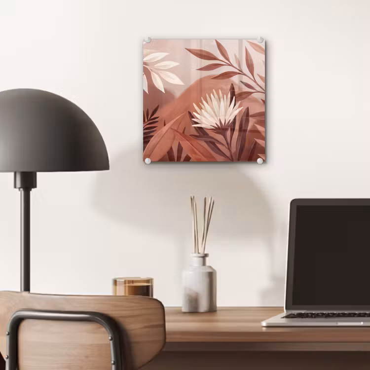 Glas schilderij - Botanische Bladeren Terracotta — 7