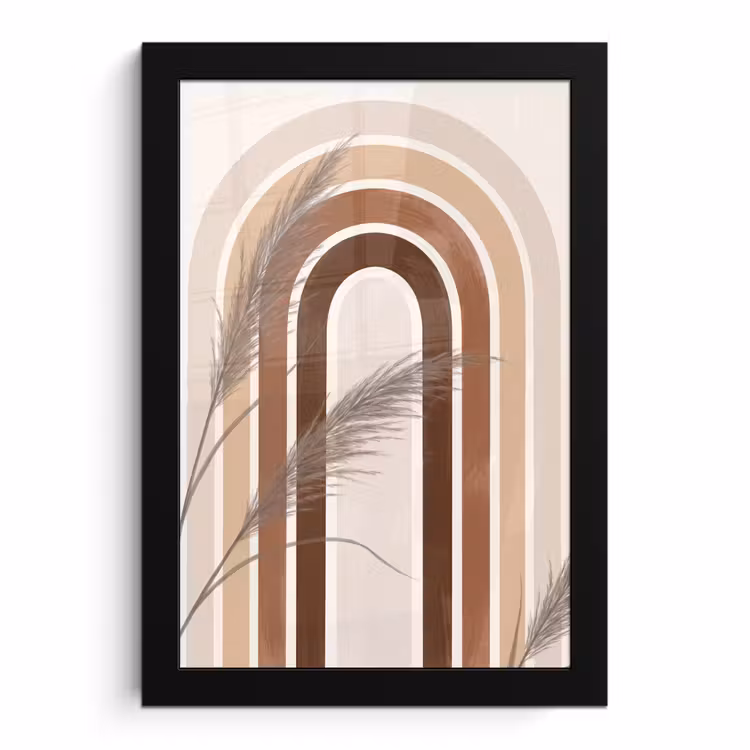 Poster met lijst - Abstract - Bogen - Plant - Boho - Beige — 1