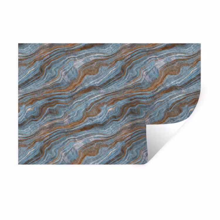 Muursticker - Blauw Bruin Marmer