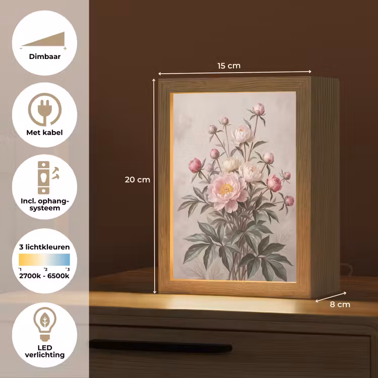 Tafellamp - Pioenrozen - Boeket - Roze — 7