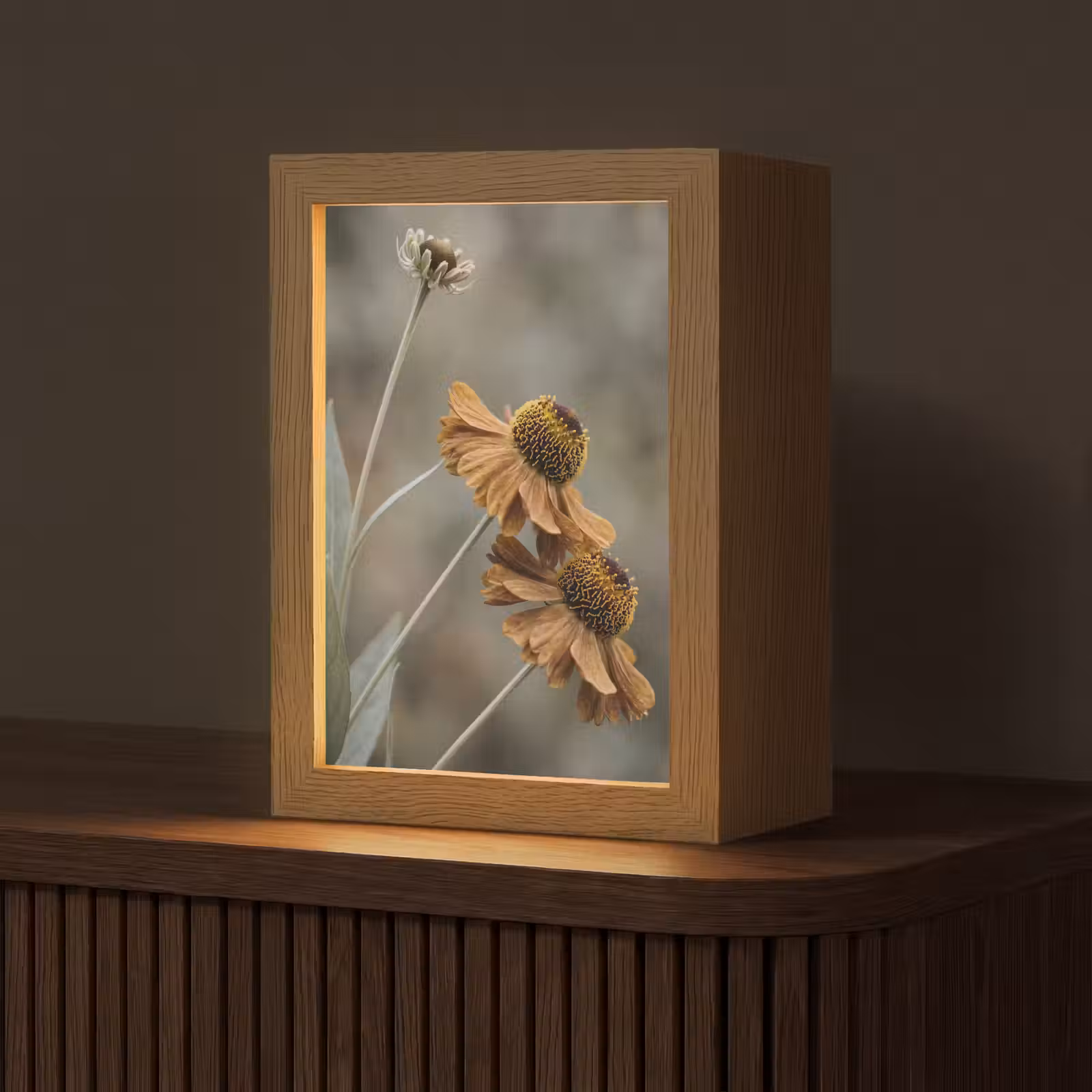 Tafellamp - Zonnehoed - Droogbloemen - Geel - Warm — 1