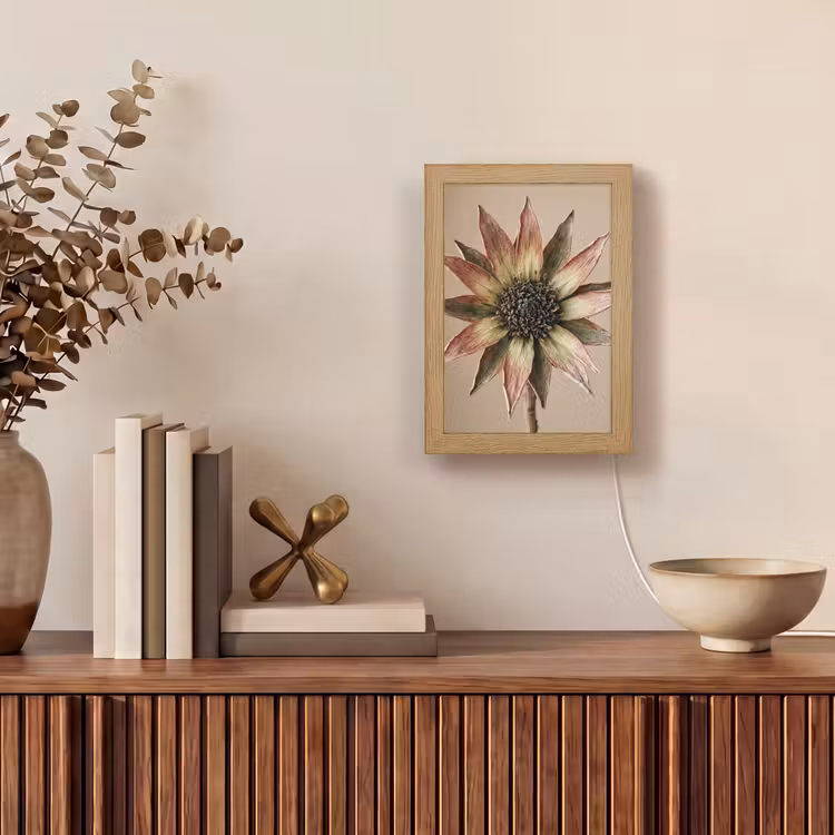 Tafellamp - Droogbloem - Protea - Vintage - Beige - Rustiek — 4