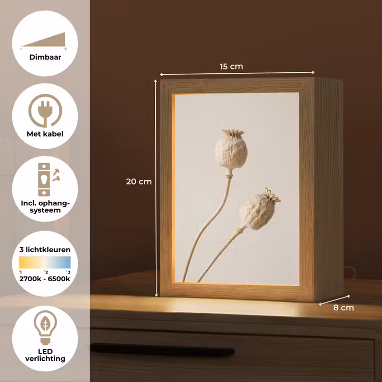 Tafellamp - Papaverbollen - Droogbloemen - Minimalistisch - Beige - Rustig — 7