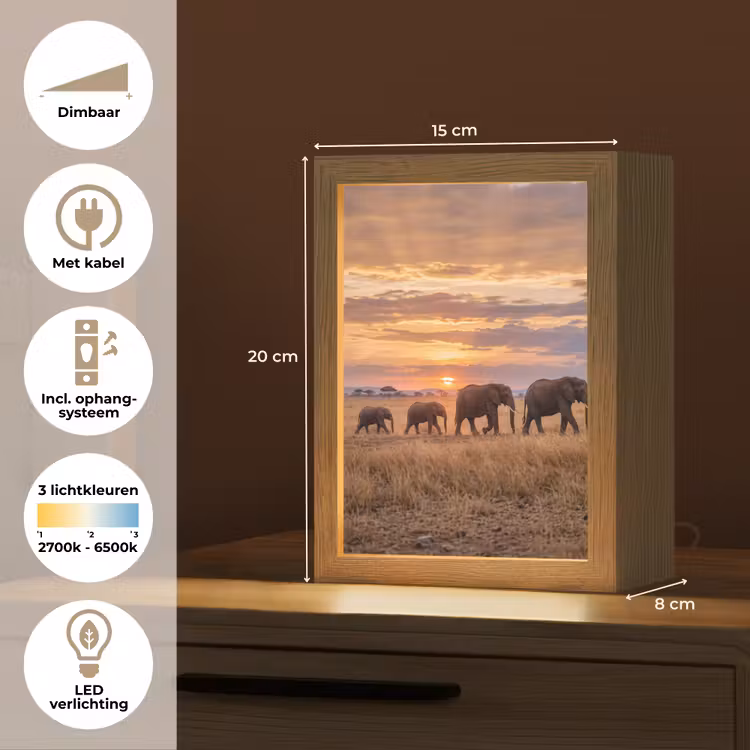 Tafellamp - Olifanten - Savanne - Zonsondergang - Afrika - Warm — 7