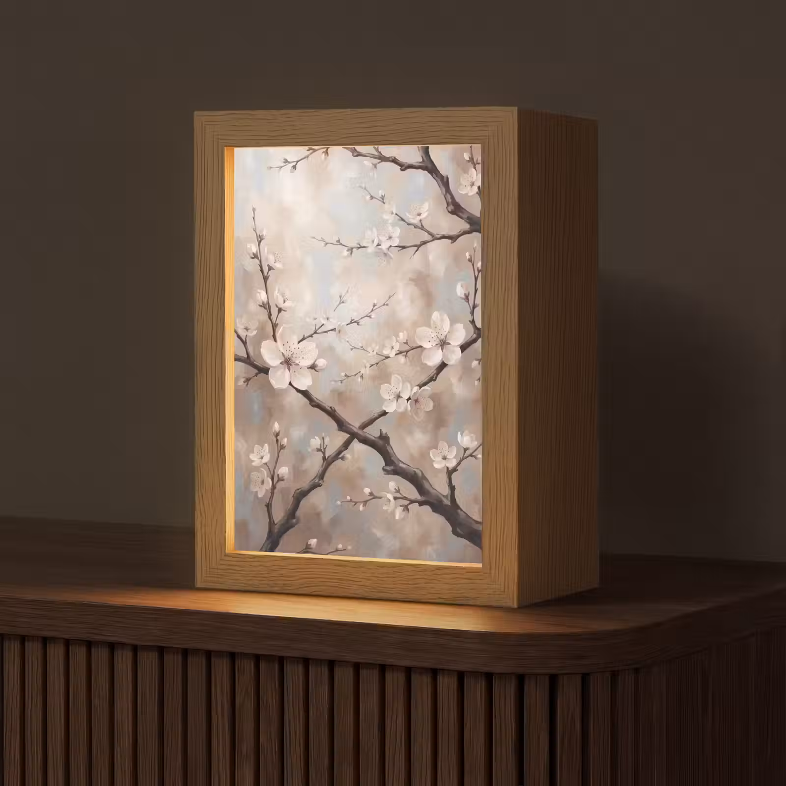 Tafellamp - Bloesem - Takken - Schilderij - Beige - Serene — 1