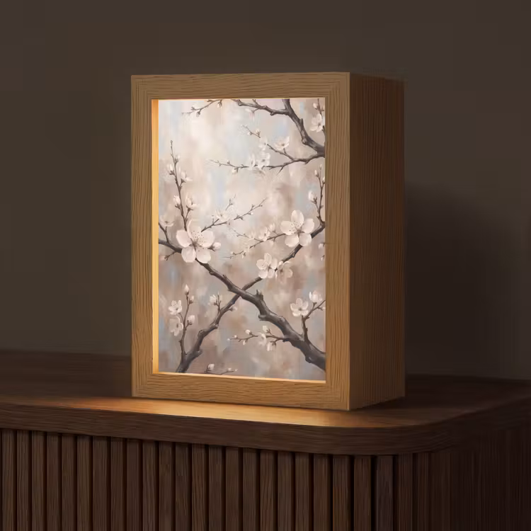 Tafellamp - Bloesem - Takken - Schilderij - Beige - Serene