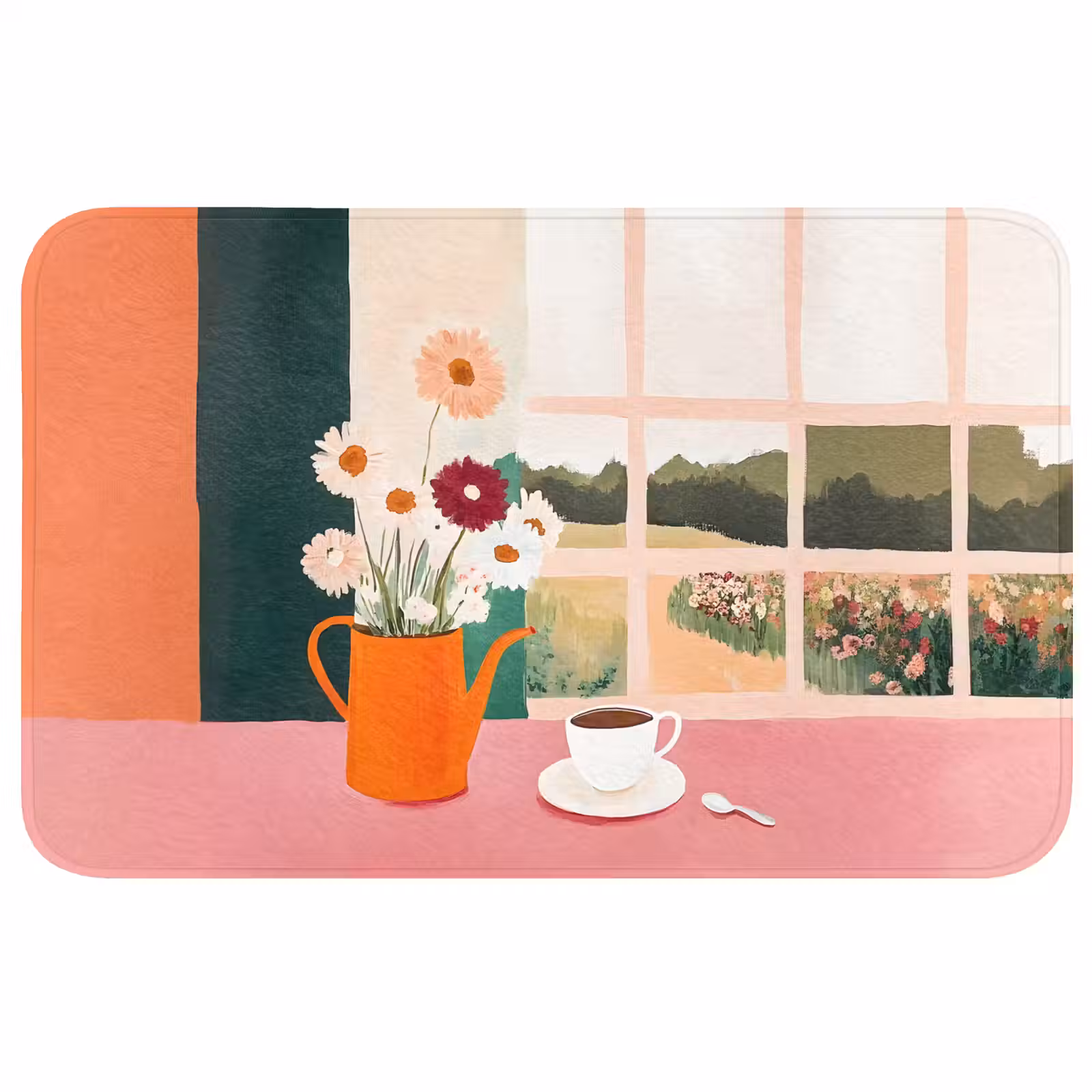 Badmat - Bloemen - Koffie - Raam — 1