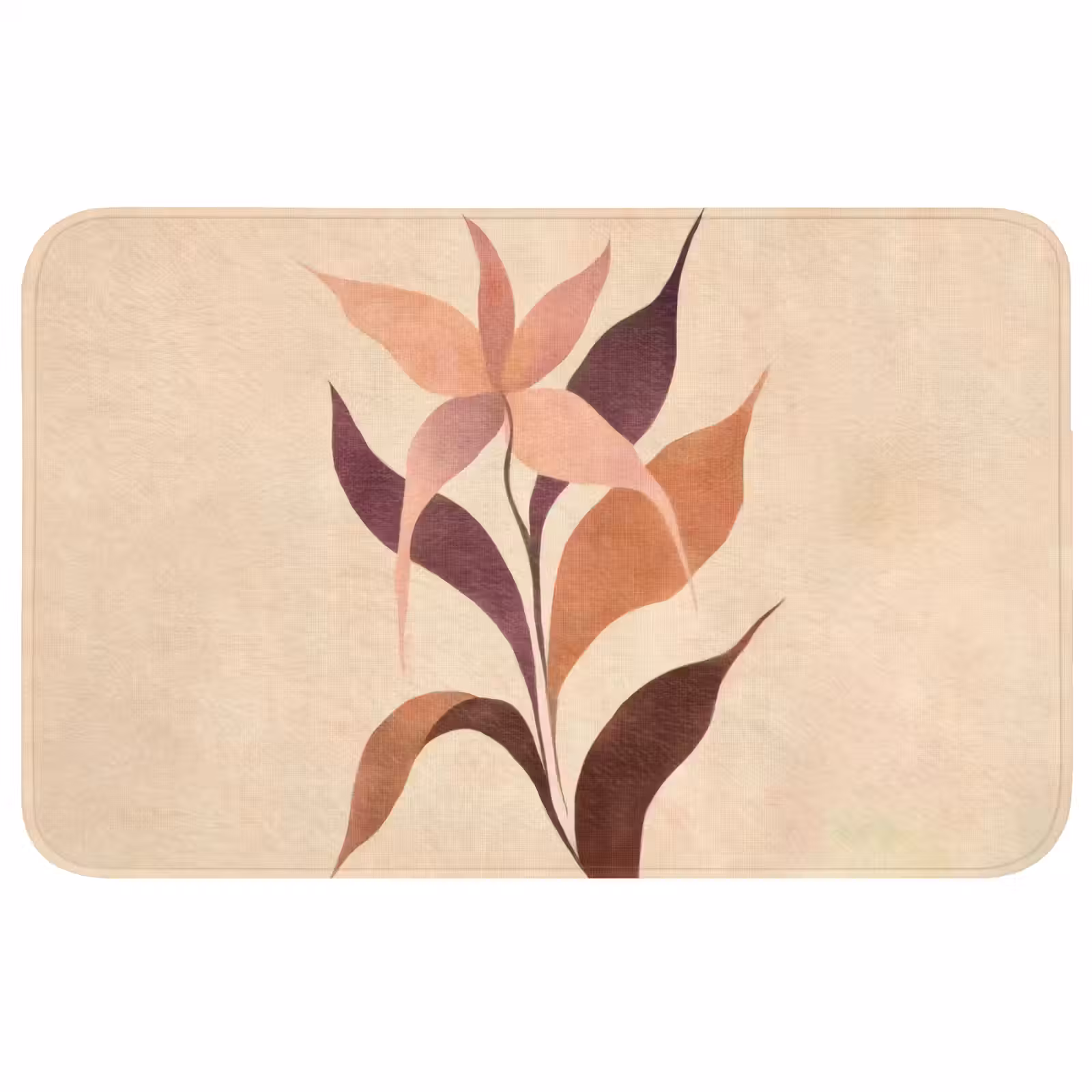 Badmat - Minimalistisch - Bloem - Bladeren - Beige — 1