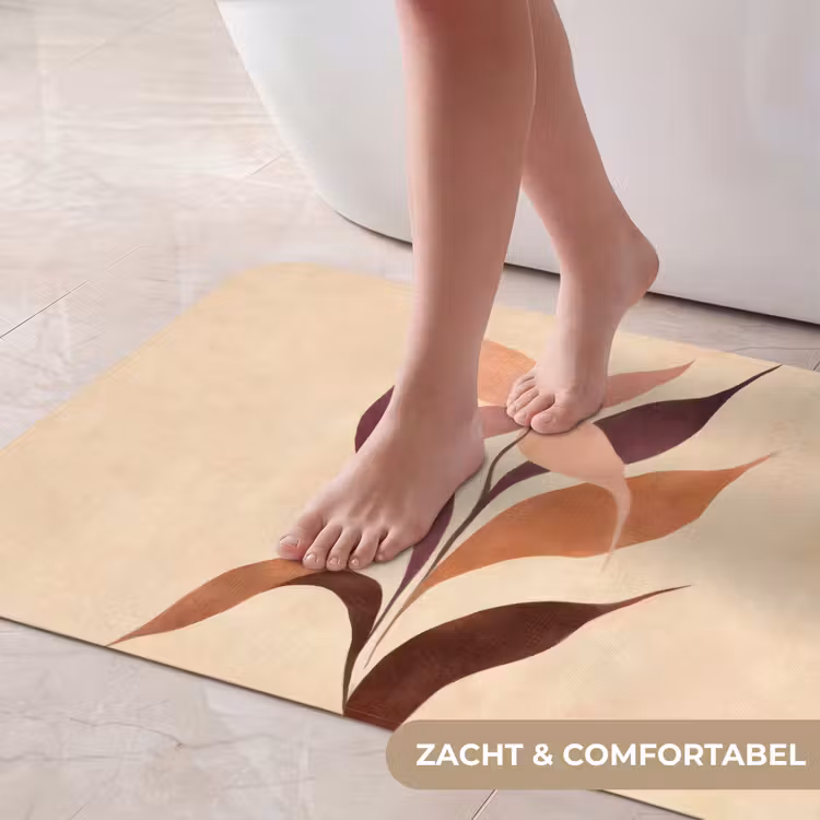 Badmat - Minimalistisch - Bloem - Bladeren - Beige — 5
