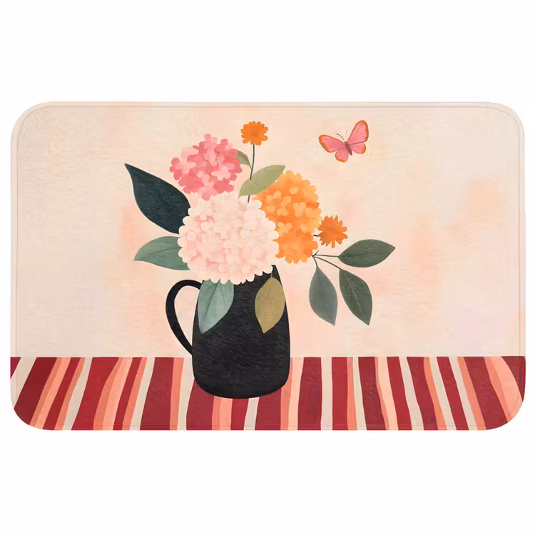 Badmat - Vaas - Bloemen - Vlinder - Rood — 1