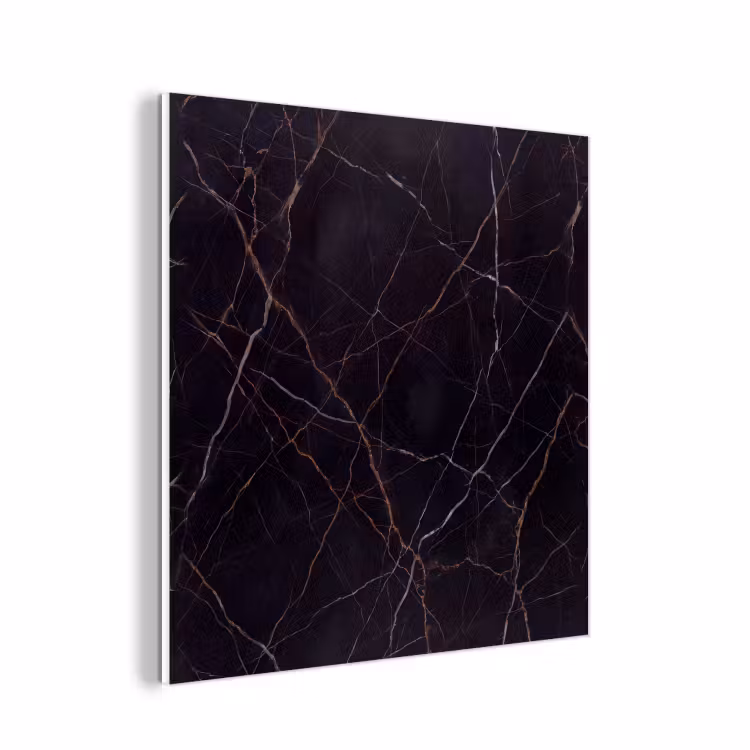 Forex - Natuursteen - Marmerpatroon - Abstract - Modern - Zwart - Goud — 1