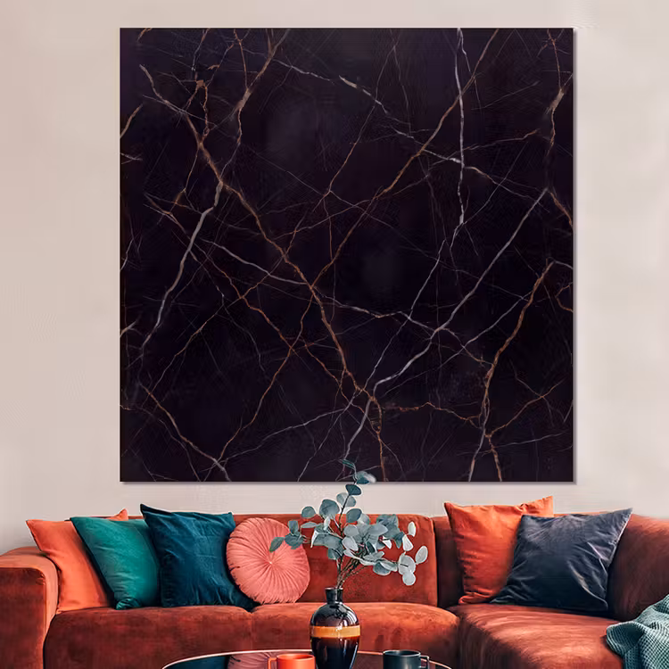 Forex - Natuursteen - Marmerpatroon - Abstract - Modern - Zwart - Goud — 3