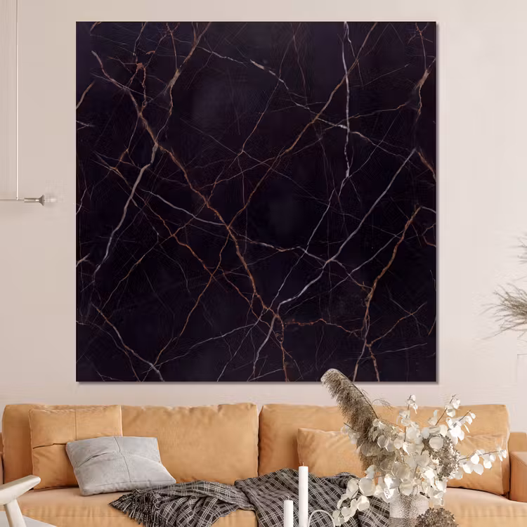 Forex - Natuursteen - Marmerpatroon - Abstract - Modern - Zwart - Goud — 4