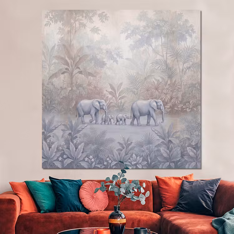 Forex - Olifant - Familie - Jungle - Illustratie - Grijs — 3