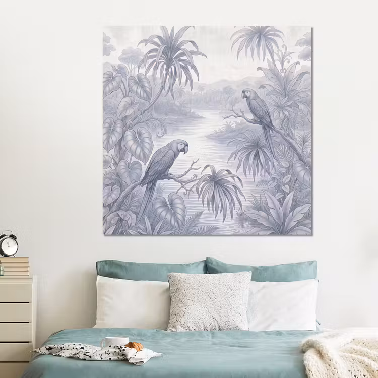 Forex - Vogel - Rivier - Tropisch - Illustratie - Blauw — 2