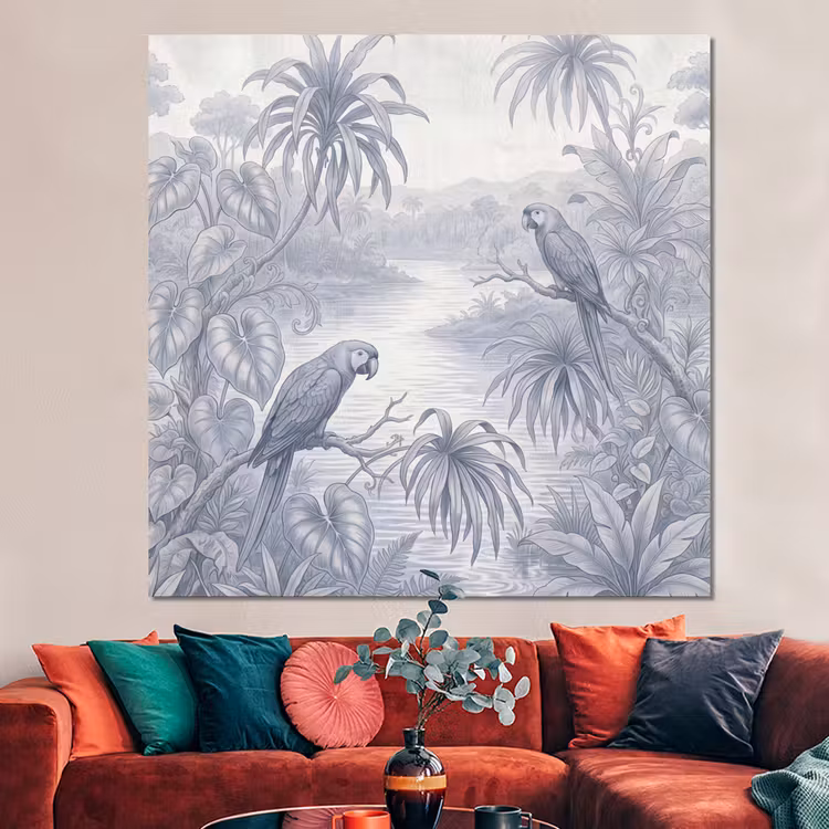 Forex - Vogel - Rivier - Tropisch - Illustratie - Blauw — 3