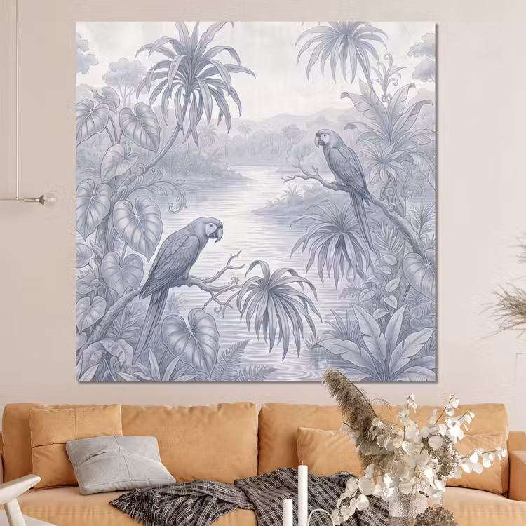 Forex - Vogel - Rivier - Tropisch - Illustratie - Blauw — 4