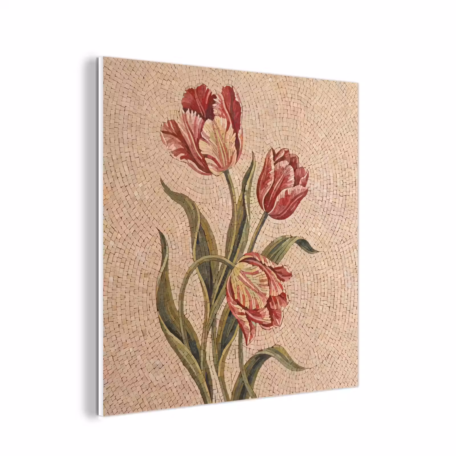 Forex - Bloemen - Mozaïek - Rood - Groen - Kunst — 1