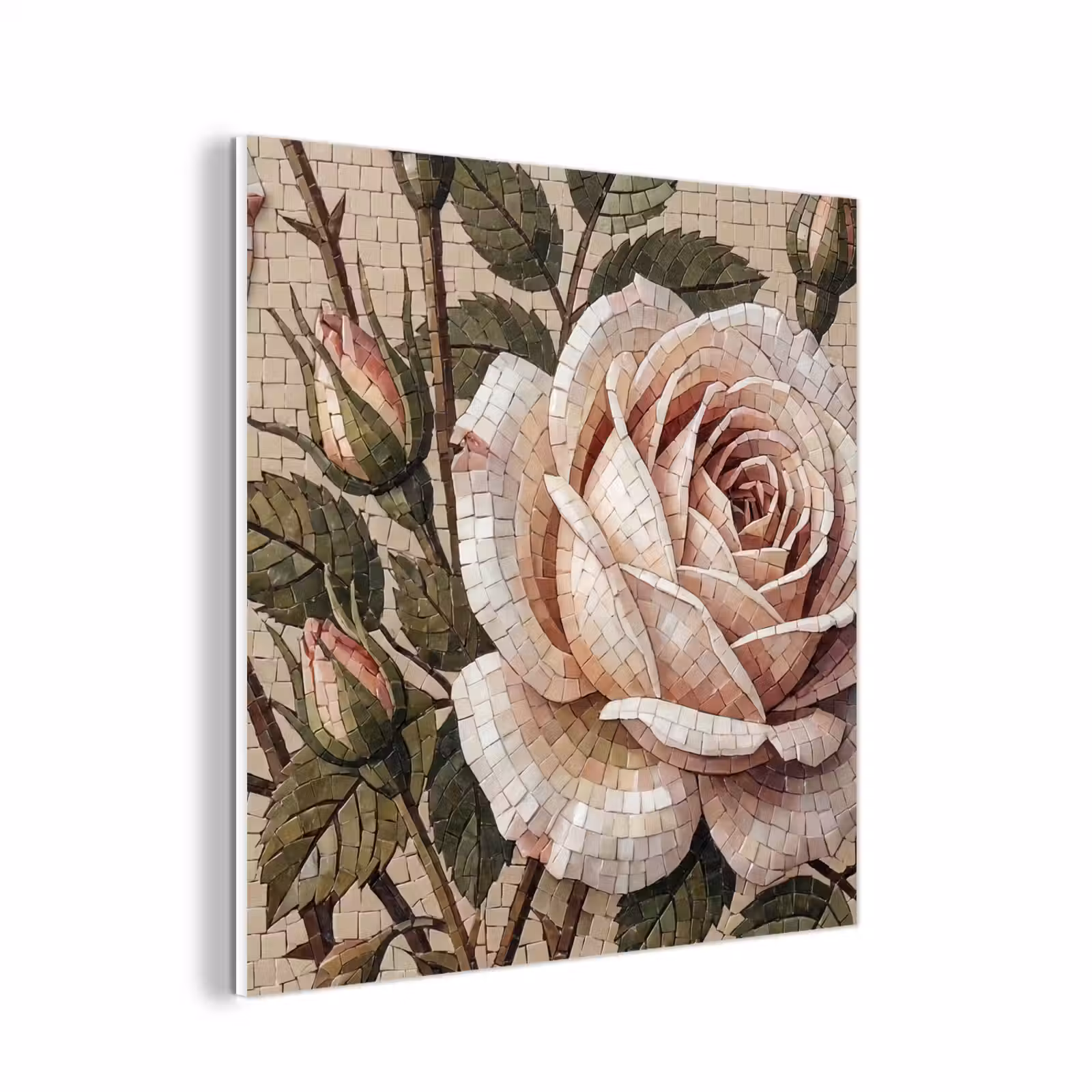 Forex - Roos - Mozaïek - Bloemen - Klassiek - Beige — 1