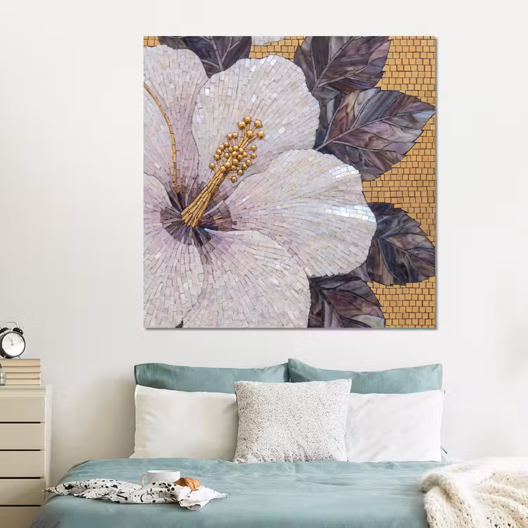 Forex - Bloemen - Mozaïek - Kunst - Modern - Goud — 2