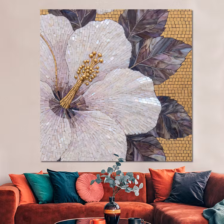 Forex - Bloemen - Mozaïek - Kunst - Modern - Goud — 3