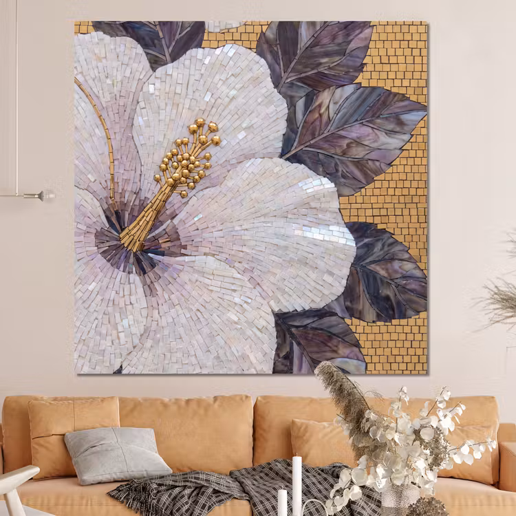 Forex - Bloemen - Mozaïek - Kunst - Modern - Goud — 4