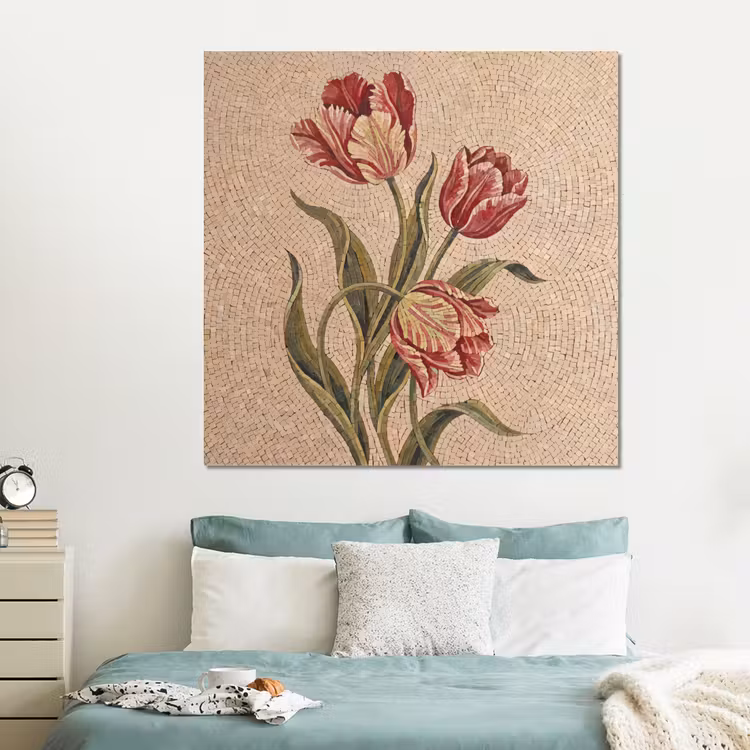 Forex - Bloemen - Mozaïek - Rood - Groen - Kunst — 2