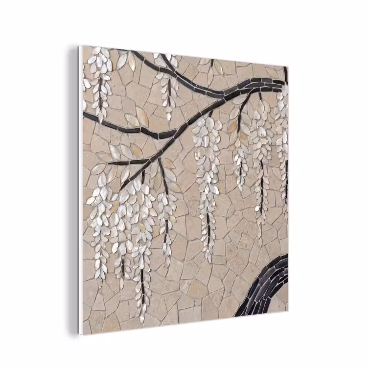 Forex - Boom - Bloemen - Mozaïek - Kunst - Wit — 1