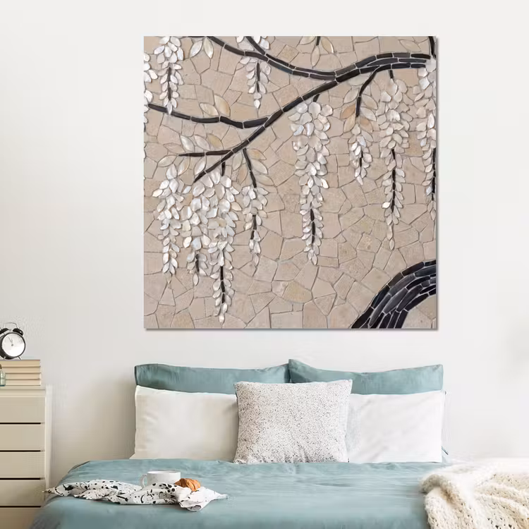 Forex - Boom - Bloemen - Mozaïek - Kunst - Wit — 2