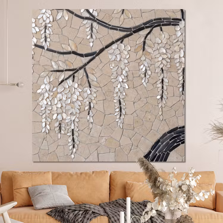 Forex - Boom - Bloemen - Mozaïek - Kunst - Wit — 4