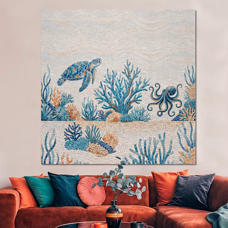 Forex - Dieren - Onderwater - Natuur - Mozaïek - Blauw — 3