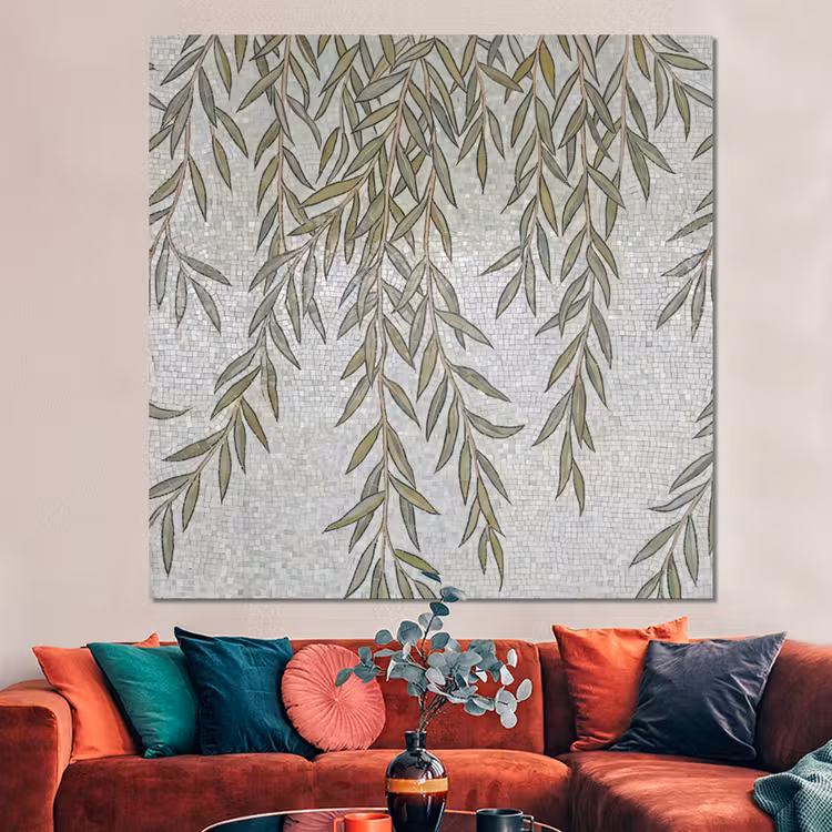 Forex - Planten - Mozaïek - Patroon - Groen - Blauw — 3