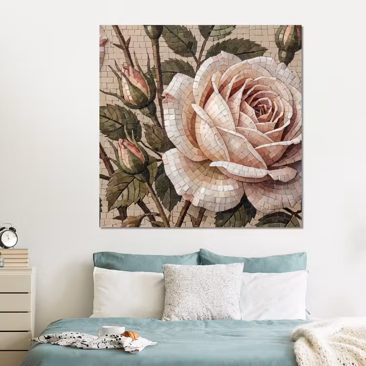 Forex - Roos - Mozaïek - Bloemen - Klassiek - Beige — 2