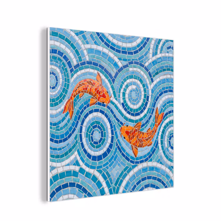 Forex - Vis - Mozaïek - Water - Decoratief - Blauw — 1