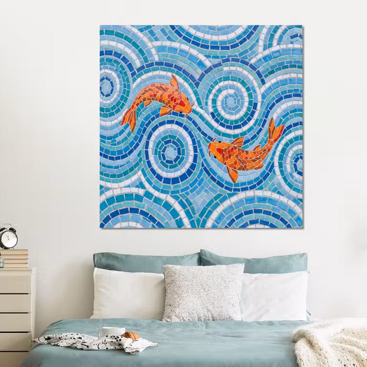 Forex - Vis - Mozaïek - Water - Decoratief - Blauw — 2