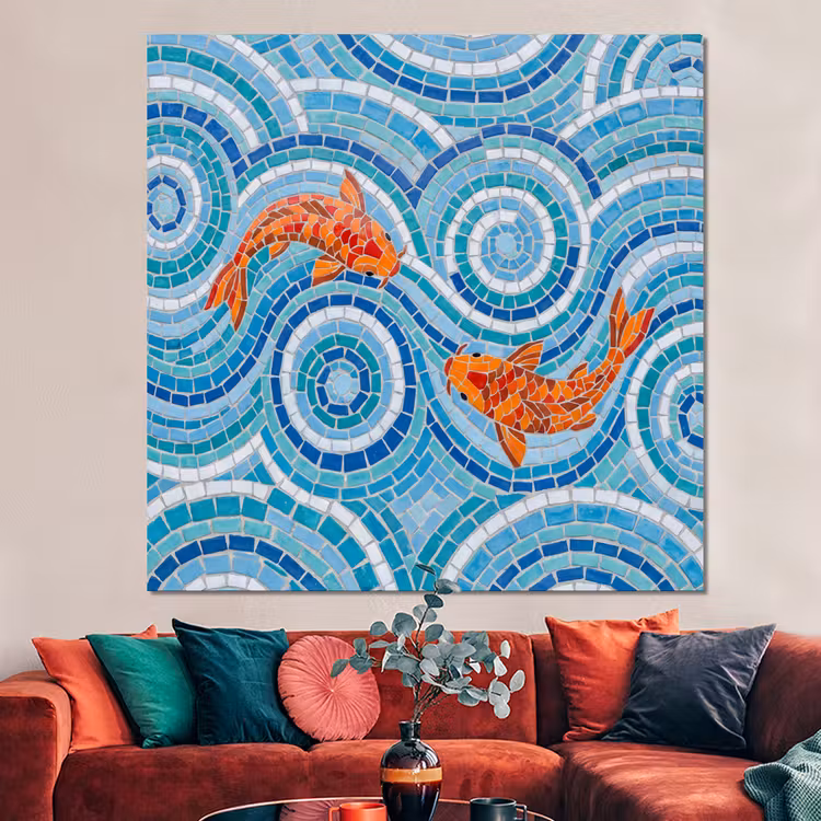 Forex - Vis - Mozaïek - Water - Decoratief - Blauw — 3