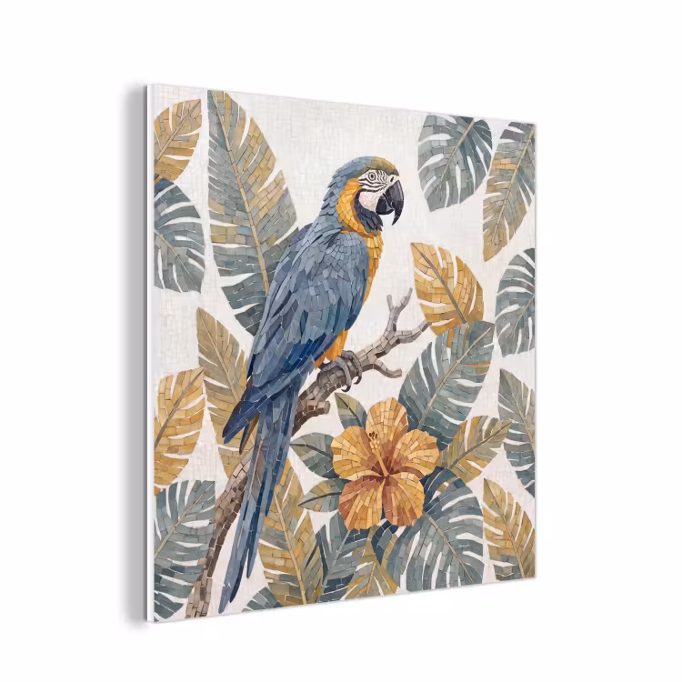 Forex - Vogel - Tak - Natuur - Mozaïek - Blauw — 1