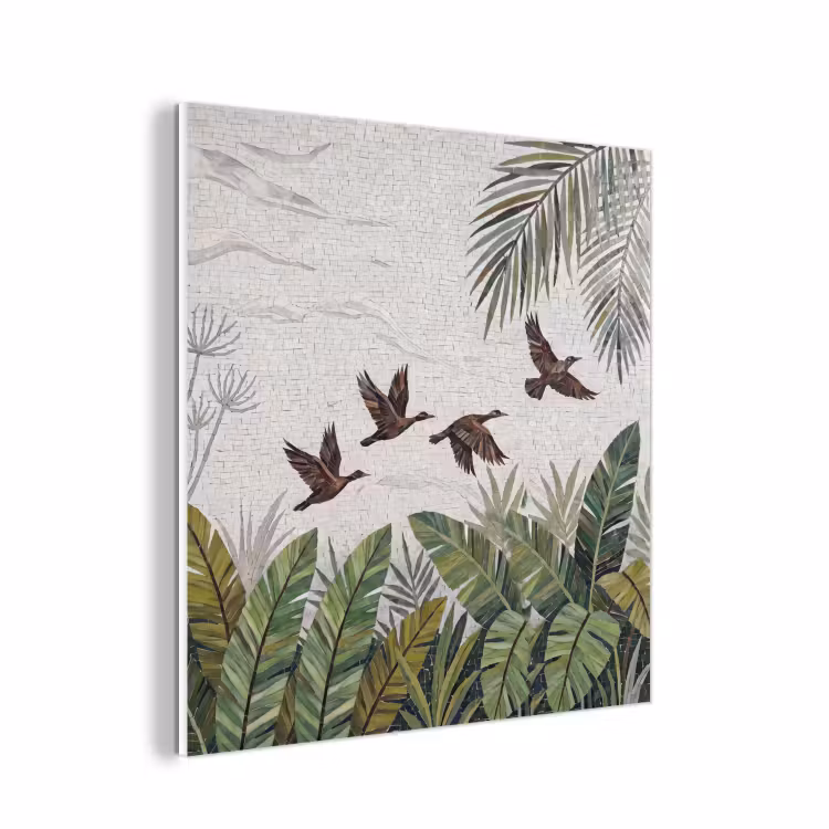 Forex - Vogel - Vliegend - Tropisch - Mozaïek - Groen — 1