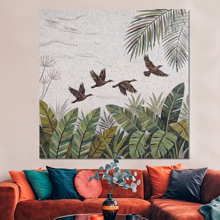 Forex - Vogel - Vliegend - Tropisch - Mozaïek - Groen — 3