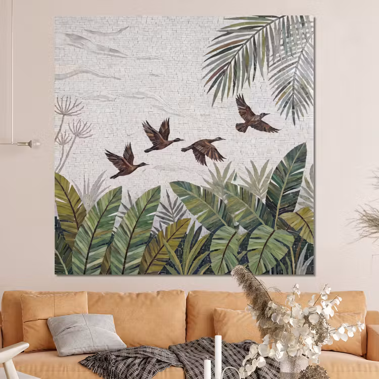 Forex - Vogel - Vliegend - Tropisch - Mozaïek - Groen — 4