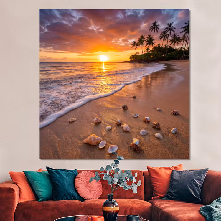 Forex - Strand - Zonsondergang - Palmbomen - Natuur - Oranje — 3