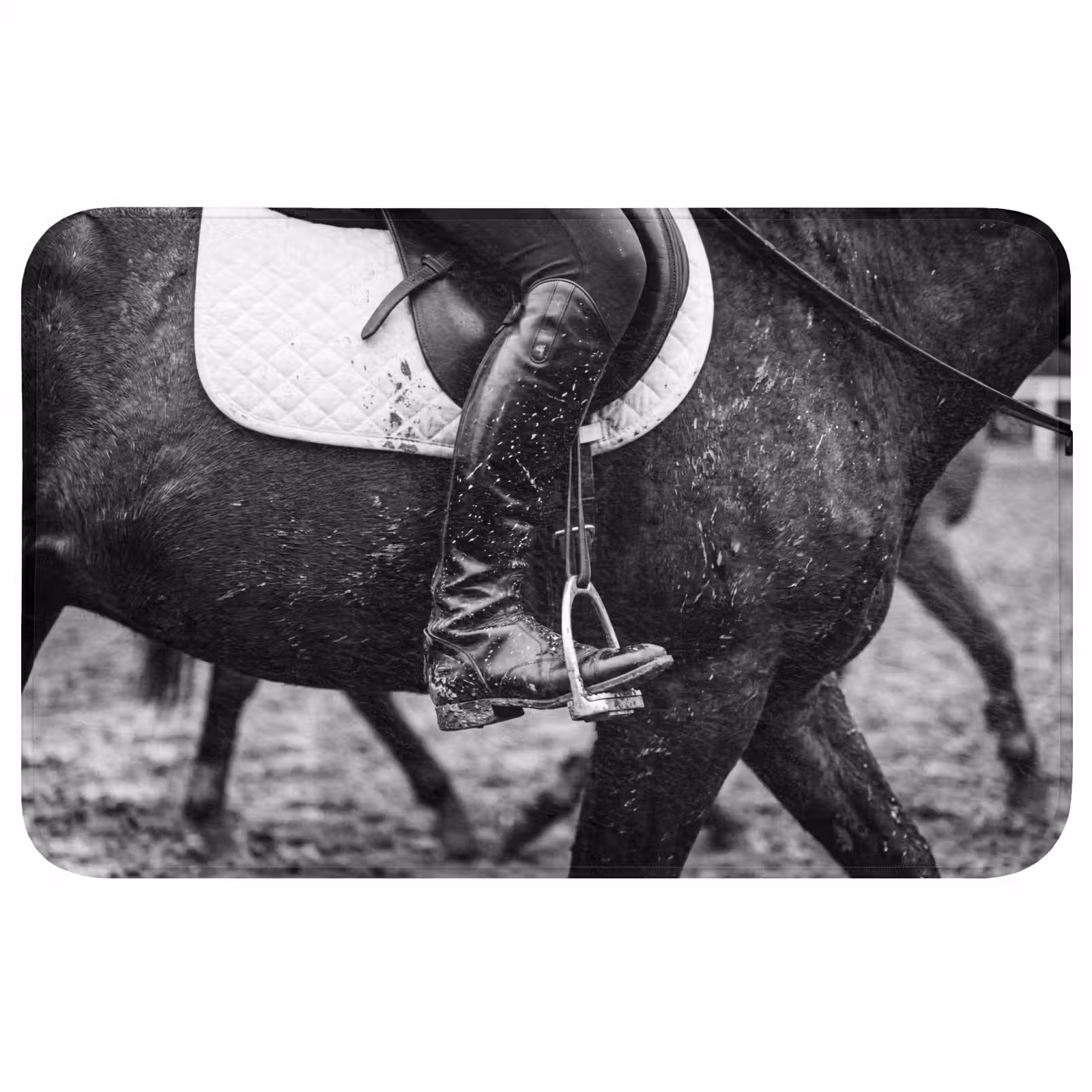 Badmat - Paard - Sport - Zwart - Wit — 1