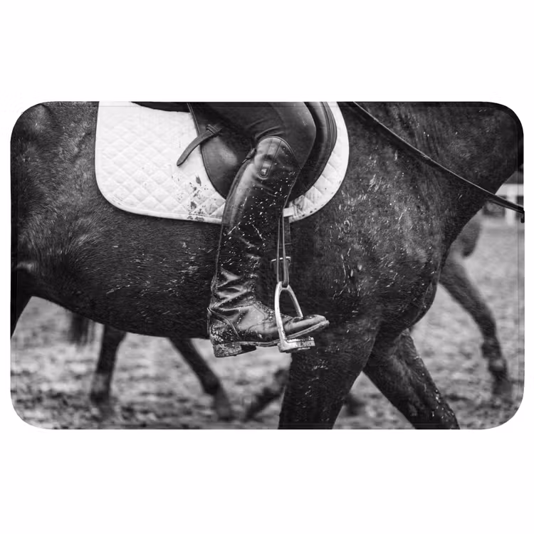 Badmat - Paard - Sport - Zwart - Wit — 1