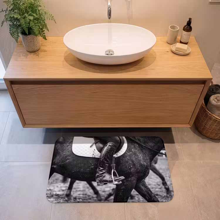 Badmat - Paard - Sport - Zwart - Wit — 2