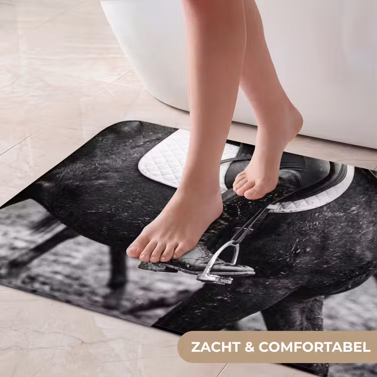 Badmat - Paard - Sport - Zwart - Wit — 5