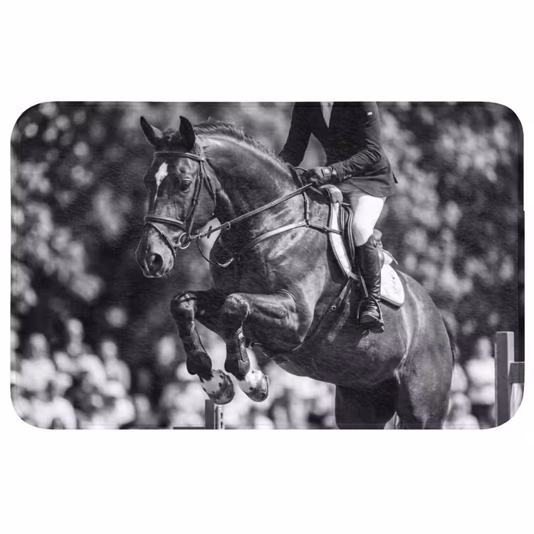 Badmat - Springen - Paard - Zwart - Wit — 1