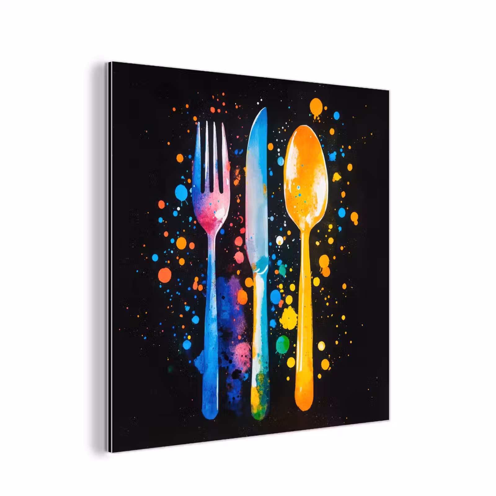 Aluminium schilderij - Bestek - Kleurrijk - Spetters — 1