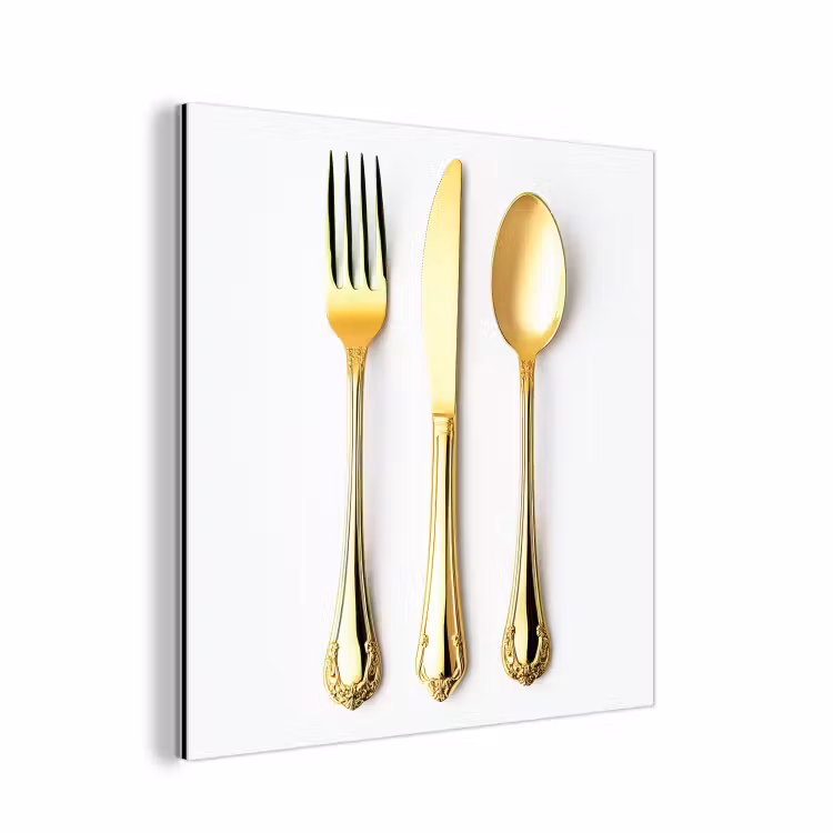 Aluminium schilderij - Bestek - Goud — 1